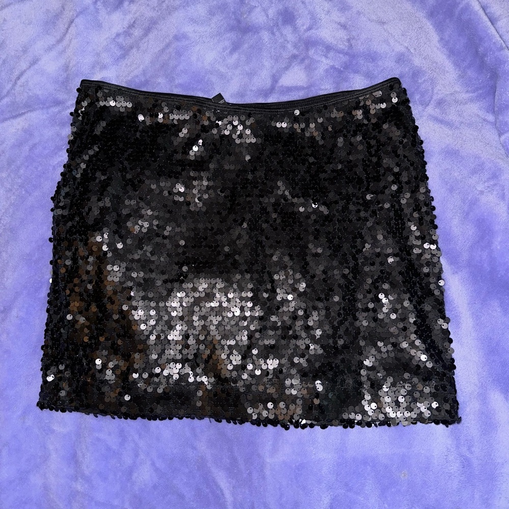 black sequin mini skirt